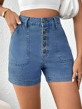 Frenchy Shorts Vaqueros Azules De Verano Con Multiples Botones Y Sensacion De Vacaciones