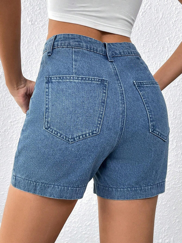 Frenchy Shorts Vaqueros Azules De Verano Con Multiples Botones Y Sensacion De Vacaciones