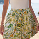 Frenchy Temporada de bodas de verano, cortos lindos casuales estilo boho chic con cintura ajustada y estampado exquisito de flores, patron geometrico, botanico, tropical y paisley, elegante y romantico, traje de bano