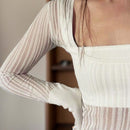 EZwear Sueter De Cuello Redondo Con Manga Larga Y Perspectiva