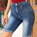 VCAY Pantalones Cortos De Mezclilla De Dobladillo Enrollado Con Ajuste Delgado Para Mujer