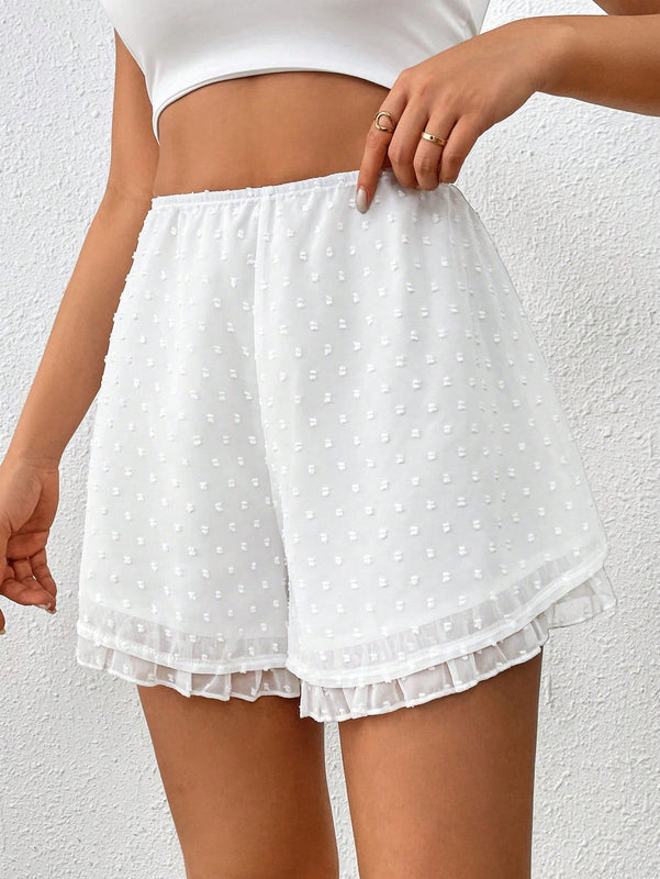 Essnce Shorts blancos de cintura elastica de chiffon con estampado de lunares #Pascua Boho