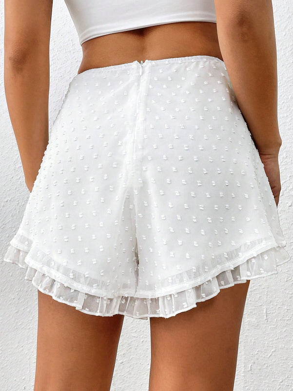 Essnce Shorts blancos de cintura elastica de chiffon con estampado de lunares #Pascua Boho