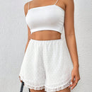 Essnce Shorts blancos de cintura elastica de chiffon con estampado de lunares #Pascua Boho