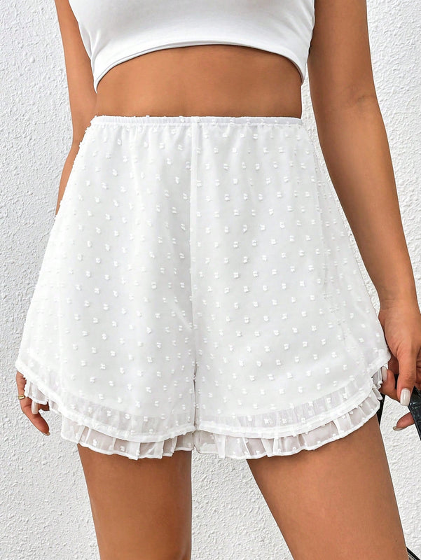Essnce Shorts blancos de cintura elastica de chiffon con estampado de lunares #Pascua Boho