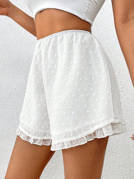 Essnce Shorts blancos de cintura elastica de chiffon con estampado de lunares #Pascua Boho