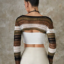 EZwear Sueter De Punto Color Bloqueado Con Recorte De Punto Hueco