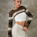 EZwear Sueter De Punto Color Bloqueado Con Recorte De Punto Hueco