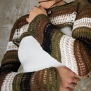EZwear Sueter De Punto Color Bloqueado Con Recorte De Punto Hueco