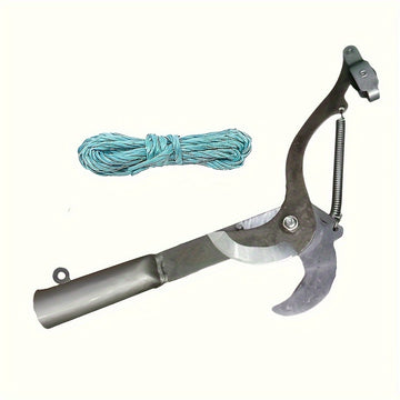 1 pieza de tijeras de poda de aire con mango largo con diseño de cuerda - Cortadora de ramas afilada de acero inoxidable y recolector de frutas para mantenimiento de jardín y patio, mango ergonómico amarillo y negro, herramienta de poda duradera para ext