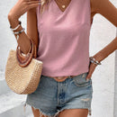 VCAY Blusa Sin Mangas Para Mujer Con Encaje Y Parches En La Espalda
