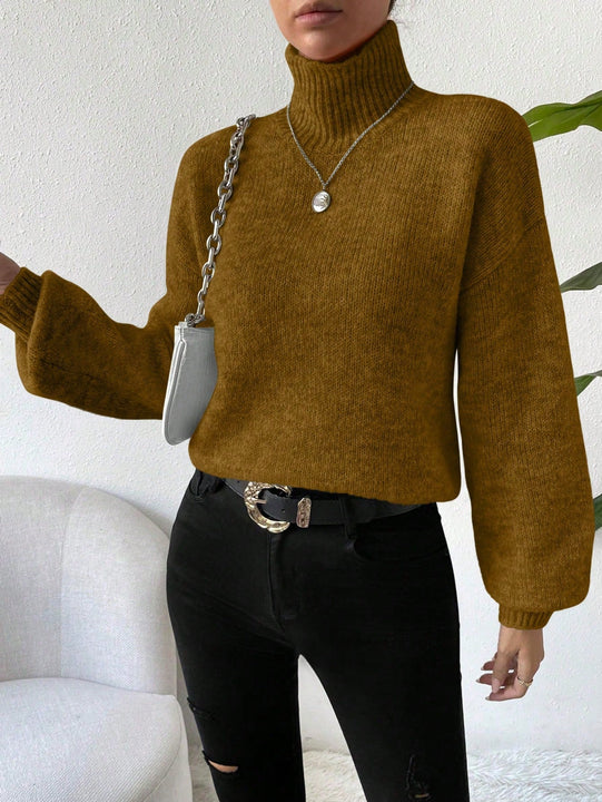 Essnce Sueter De Cuello Alto unicolor Para Mujeres Con Manga De Farol