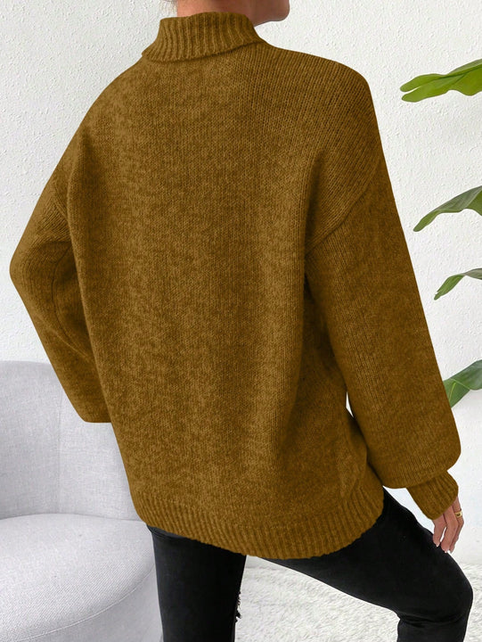 Essnce Sueter De Cuello Alto unicolor Para Mujeres Con Manga De Farol