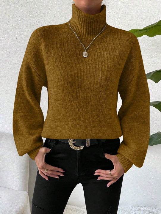 Essnce Sueter De Cuello Alto unicolor Para Mujeres Con Manga De Farol