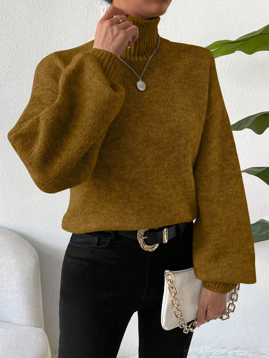 Essnce Sueter De Cuello Alto unicolor Para Mujeres Con Manga De Farol