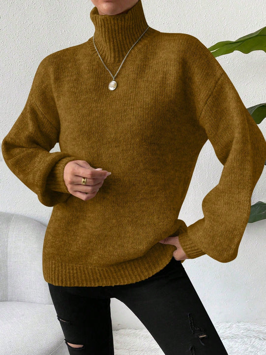 Essnce Sueter De Cuello Alto unicolor Para Mujeres Con Manga De Farol