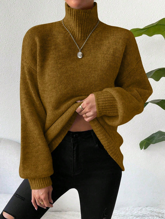 Essnce Sueter De Cuello Alto unicolor Para Mujeres Con Manga De Farol