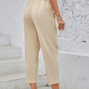 Emery rose pantalones tobilleros elasticos de cintura alta en unicolor informales para mujeres
