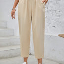Emery rose pantalones tobilleros elasticos de cintura alta en unicolor informales para mujeres
