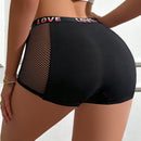 Boyshorts Hueco Con Cinturon Tejido Y Detalles De Letras Para Mujeres