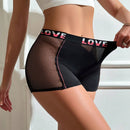 Boyshorts Hueco Con Cinturon Tejido Y Detalles De Letras Para Mujeres