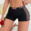 Boyshorts Hueco Con Cinturon Tejido Y Detalles De Letras Para Mujeres