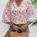 LUNE Blusa De Verano Con Parches De Encaje Floral Para Mujeres, Ideal Para Vacaciones