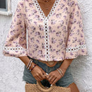 LUNE Blusa De Verano Con Parches De Encaje Floral Para Mujeres, Ideal Para Vacaciones