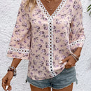 LUNE Blusa De Verano Con Parches De Encaje Floral Para Mujeres, Ideal Para Vacaciones