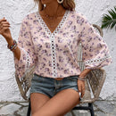 LUNE Blusa De Verano Con Parches De Encaje Floral Para Mujeres, Ideal Para Vacaciones