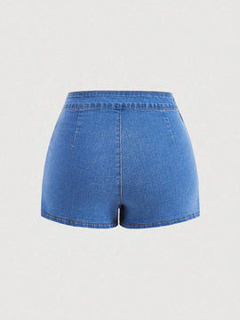 MOD Falda Pantalon De Mezclilla Para Mujer Con Dobladillo Con Volantes