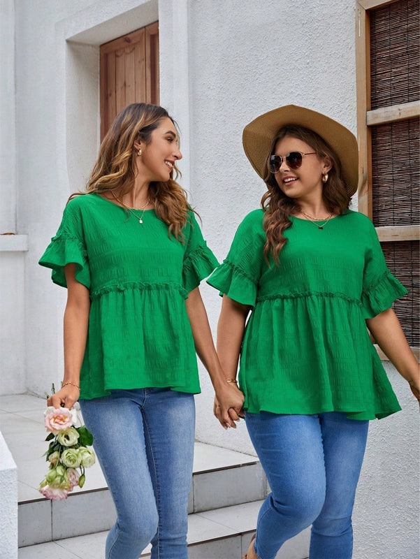 LUNE Camisa Texturizada De Mujer Con Dobladillo De Volantes