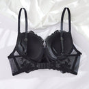 Sujetador Clasico Negro Para Mujer Con Copas Moldeadas Y Diseno De Flores Bordadas Para Tops