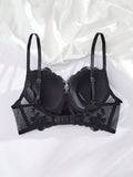 Sujetador Clasico Negro Para Mujer Con Copas Moldeadas Y Diseno De Flores Bordadas Para Tops