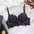 Sujetador Clasico Negro Para Mujer Con Copas Moldeadas Y Diseno De Flores Bordadas Para Tops