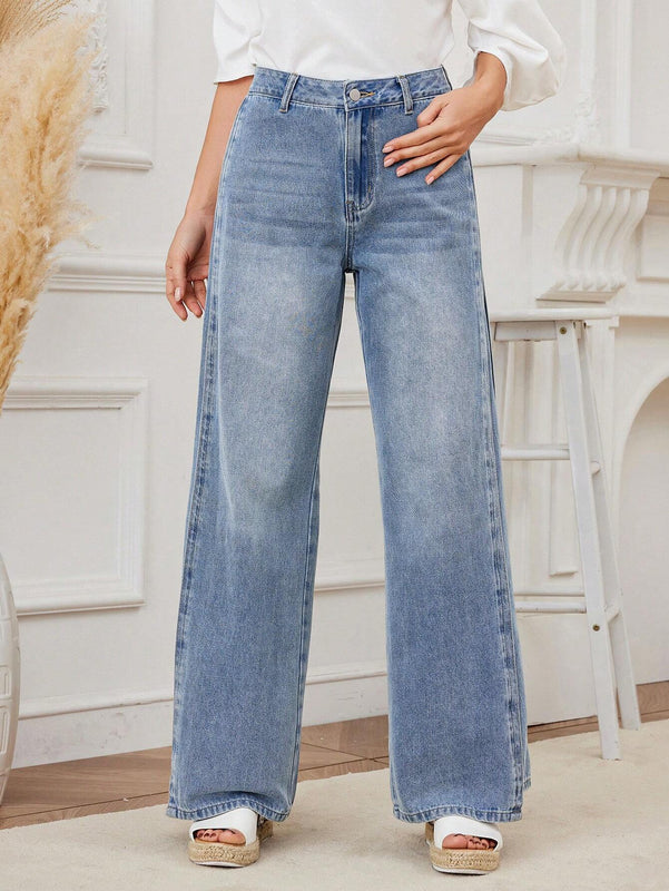 X SAMADHI  LUNE Jeans Rectos Casuales De Cintura Suelta Para Mujer