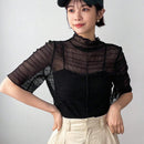 Camisa Transparente De Cuello Alto Para Mujer