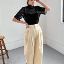 Camisa Transparente De Cuello Alto Para Mujer