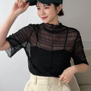 Camisa Transparente De Cuello Alto Para Mujer