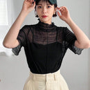Camisa Transparente De Cuello Alto Para Mujer