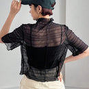 Camisa Transparente De Cuello Alto Para Mujer