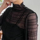 Camisa Transparente De Cuello Alto Para Mujer