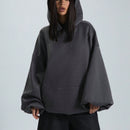 Musera sudadera con capucha de hombros caidos y talla grande para invierno