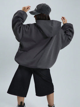 Musera sudadera con capucha de hombros caidos y talla grande para invierno