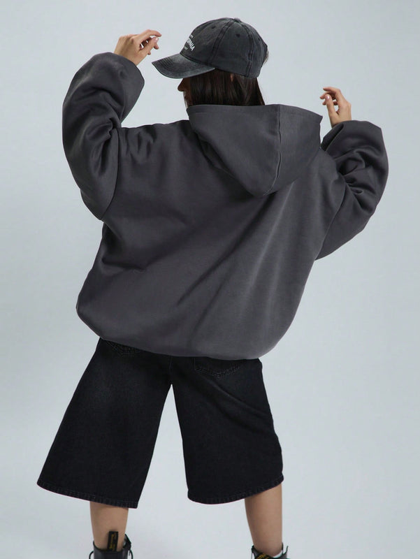 Musera sudadera con capucha de hombros caidos y talla grande para invierno