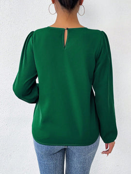 LUNE Camisa De Manga Larga Con Cuello Redondo Y Encaje De Patchwork Para Mujer