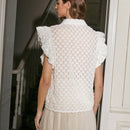 Prive Camisa De Dama Bordada Con Flores Y Dobladillo Con Volantes