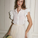 Prive Camisa De Dama Bordada Con Flores Y Dobladillo Con Volantes