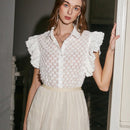 Prive Camisa De Dama Bordada Con Flores Y Dobladillo Con Volantes