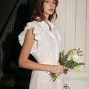 Prive Camisa De Dama Bordada Con Flores Y Dobladillo Con Volantes